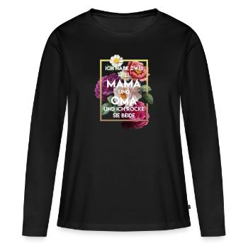 Ich Habe Zwei Titel Mama Und Oma - Frauen Premium Bio Langarmshirt - Schwarz - Vorne - Julia (174cm)