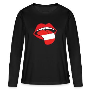 Bouche langue drapeau autriche cadeau rock'n'roll - T-shirt manches longues Premium bio Femme - noir - Devant - Julia (174cm)