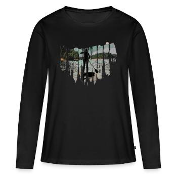 Stand up Paddling | SUP | stand up paddle - Frauen Premium Bio Langarmshirt - Schwarz - Vorne - Julia (174cm)