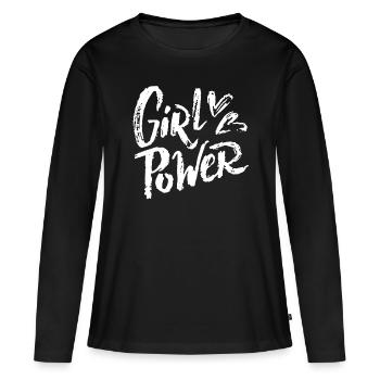Frauenpower weiß - Frauen Premium Bio Langarmshirt - Schwarz - Vorne - Julia (174cm)