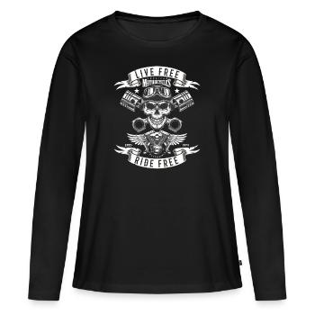 Biker Live Free Ride Free - Women's Premium Organic Long Sleeve Shirt - black - Front - Julia (174cm)