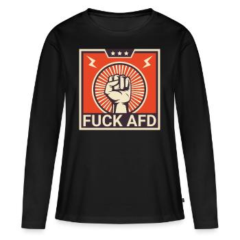 FUCK AFD - T-shirt manches longues Premium bio Femme - noir - Devant - Julia (174cm)