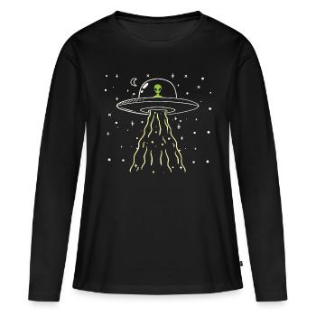 Alien space spaceship - Women's Premium Organic Long Sleeve Shirt - black - Front - Julia (174cm)