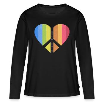 Peace Heart (Love One Edition) - T-shirt manches longues Premium bio Femme - noir - Devant - Julia (174cm)