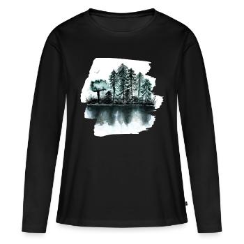 Wald - Frauen Premium Bio Langarmshirt - Schwarz - Vorne - Julia (174cm)