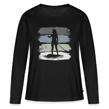 Stand up paddle - T-shirt manches longues Premium bio Femme - noir - Devant - Julia (174cm)