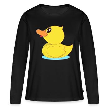 Kleine Gummi Ente - Frauen Premium Bio Langarmshirt - Schwarz - Vorne - Julia (174cm)