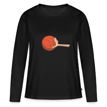 Idée cadeau basket ball - T-shirt manches longues Premium bio Femme - noir - Devant - Julia (174cm)