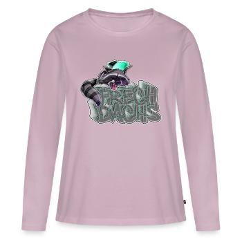 Insolent- Raton laveur insolent - T-shirt manches longues Premium bio Femme - rose poudré - Devant - Julia (174cm)