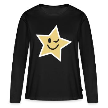 star smile clin d'oeil 5 corner - T-shirt manches longues Premium bio Femme - noir - Devant - Julia (174cm)