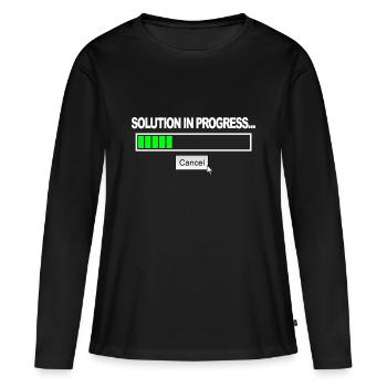 Solution en cours - T-shirt manches longues Premium bio Femme - noir - Devant - Julia (174cm)