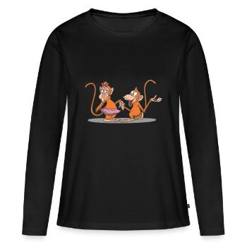 Cute monkey makes a marriage proposal - Women's Premium Organic Long Sleeve Shirt - black - Front - Julia (174cm)