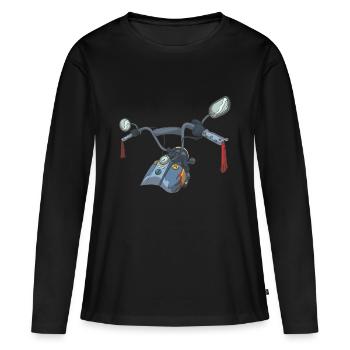 Guidon moto - T-shirt manches longues Premium bio Femme - noir - Devant - Julia (174cm)