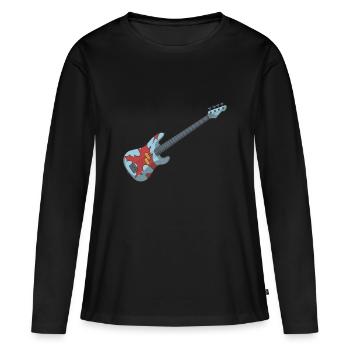 Bass Gitarre E-Bass - Frauen Premium Bio Langarmshirt - Schwarz - Vorne - Julia (174cm)