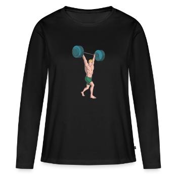 Barre de levage haltérophilie - T-shirt manches longues Premium bio Femme - noir - Devant - Julia (174cm)
