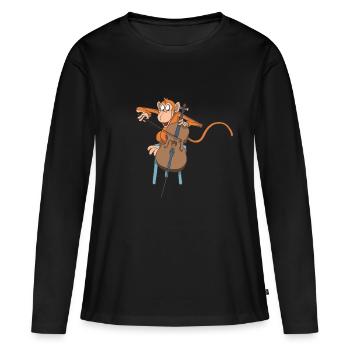 Singe joue du violoncelle - T-shirt manches longues Premium bio Femme - noir - Devant - Julia (174cm)