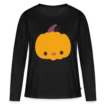 pumpkin - Women's Premium Organic Long Sleeve Shirt - black - Front - Julia (174cm)