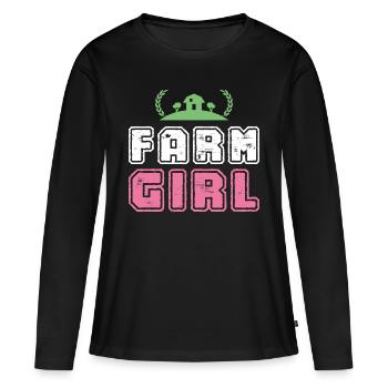 Fermière ferme agriculteur - T-shirt manches longues Premium bio Femme - noir - Devant - Julia (174cm)