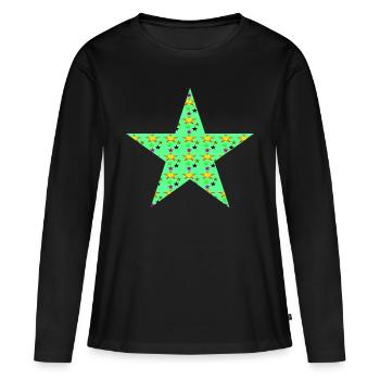 Étoile avec étoiles - T-shirt manches longues Premium bio Femme - noir - Devant - Julia (174cm)