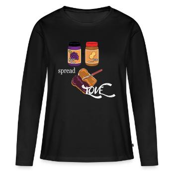 Love spread like jam ... Liebe verbreiten - Frauen Premium Bio Langarmshirt - Schwarz - Vorne - Julia (174cm)