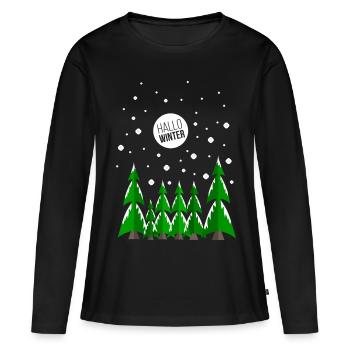 Hiver - T-shirt manches longues Premium bio Femme - noir - Devant - Julia (174cm)
