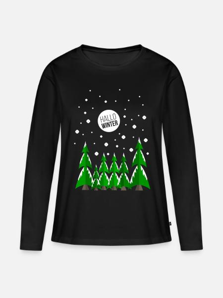 Winter - Frauen Premium Bio Langarmshirt - Schwarz