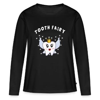 tee-shirt dentaire fée dentaire dentiste infirmière dentaire - T-shirt manches longues Premium bio Femme - noir - Devant - Julia (174cm)
