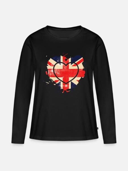 UK Flag - Britische Flagge - Frauen Premium Bio Langarmshirt - Schwarz