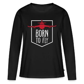 Né pour piloter l’avion Cooles - T-shirt manches longues Premium bio Femme - noir - Devant - Julia (174cm)