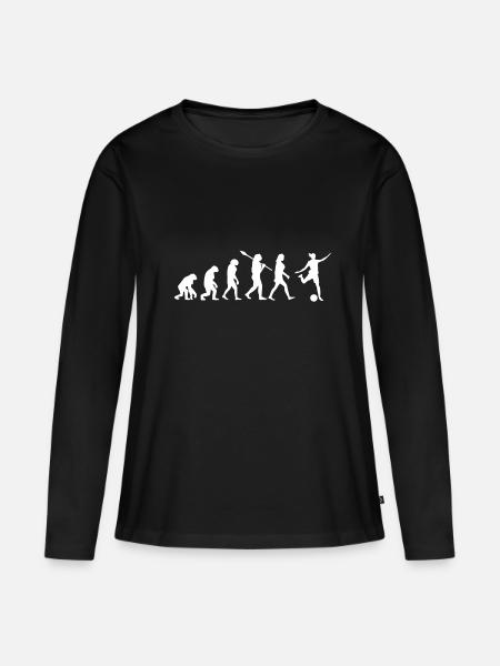 Evolution Fussball Frau Geschenkidee - Frauen Premium Bio Langarmshirt - Schwarz