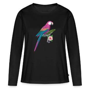 Perroquet Ara Oiseau Ornithologe Cadeau Cooles - T-shirt manches longues Premium bio Femme - noir - Devant - Julia (174cm)