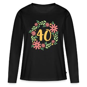 40. Geburtstag - Frauen Premium Bio Langarmshirt - Schwarz - Vorne - Julia (174cm)