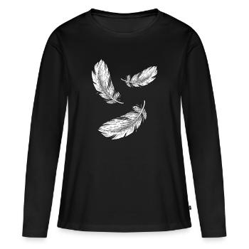 Feathers White Vneck Shirts for Women Native - Women's Premium Organic Long Sleeve Shirt - black - Front - Julia (174cm)