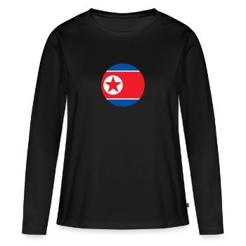 Corée du Nord Drapeau du drapeau de la Corée du Nord - T-shirt manches longues Premium bio Femme - noir - Devant - Julia (174cm)