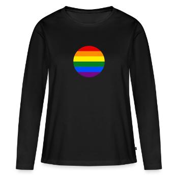 Drapeau arc-en-ciel drapeau arc-en-ciel - T-shirt manches longues Premium bio Femme - noir - Devant - Julia (174cm)