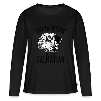 Dalmatian Dog - Frauen Premium Bio Langarmshirt - Schwarz - Vorne - Julia (174cm)