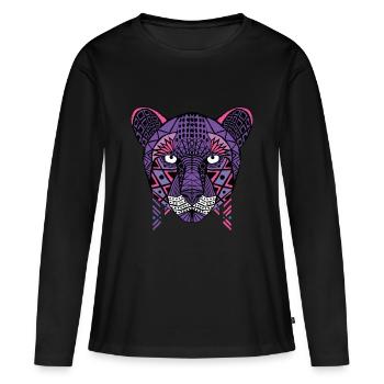 Cheetah nomade global - T-shirt manches longues Premium bio Femme - noir - Devant - Julia (174cm)