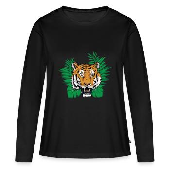 Jungle profonde - tigre - T-shirt manches longues Premium bio Femme - noir - Devant - Julia (174cm)