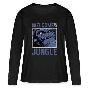 Bienvenue dans la jungle - T-shirt manches longues Premium bio Femme - noir - Devant - Julia (174cm)