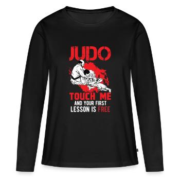 Judo Touchez-moi et votre première leçon est gratuite - T-shirt manches longues Premium bio Femme - noir - Devant - Julia (174cm)