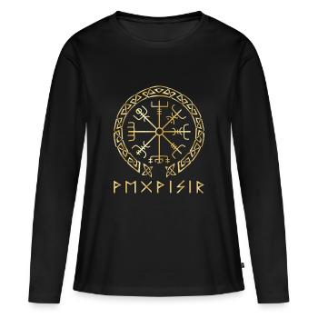 Nordische Rune Wikinger - Frauen Premium Bio Langarmshirt - Schwarz - Vorne - Julia (174cm)