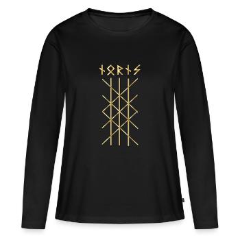 Vikings Rune Nordiques - T-shirt manches longues Premium bio Femme - noir - Devant - Julia (174cm)