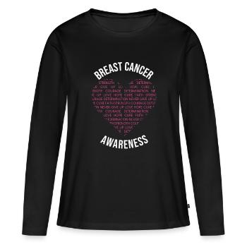 Brustkrebs-Bewusstsein - Frauen Premium Bio Langarmshirt - Schwarz - Vorne - Julia (174cm)