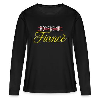 fiancé - T-shirt manches longues Premium bio Femme - noir - Devant - Julia (174cm)