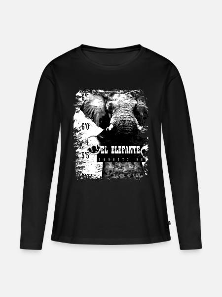 Elefant Säugetier Elefante Geschenk - Frauen Premium Bio Langarmshirt - Schwarz