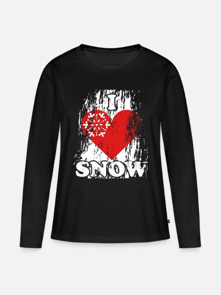 Schnee Liebe Winter Geschenk - Frauen Premium Bio Langarmshirt - Schwarz