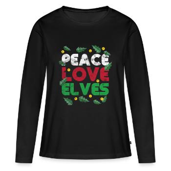 Cadeau Père Noël Noël Elfes - T-shirt manches longues Premium bio Femme - noir - Devant - Julia (174cm)
