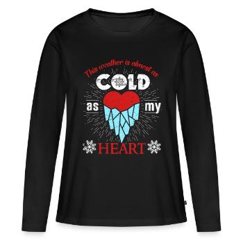 Cadeau coeur hiver par temps froid - T-shirt manches longues Premium bio Femme - noir - Devant - Julia (174cm)