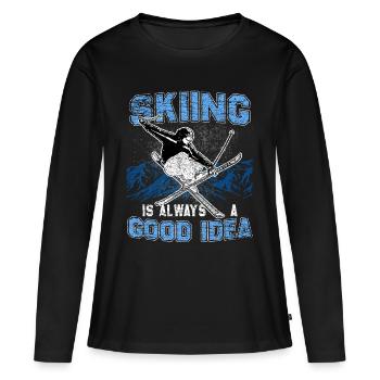 Ski Freeride - T-shirt manches longues Premium bio Femme - noir - Devant - Julia (174cm)