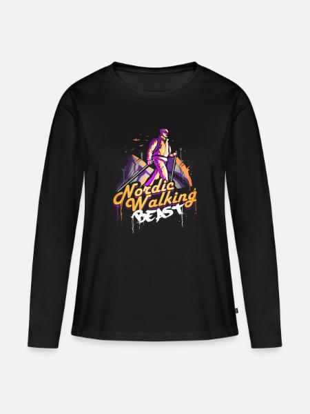 Nordic Walking - Frauen Premium Bio Langarmshirt - Schwarz